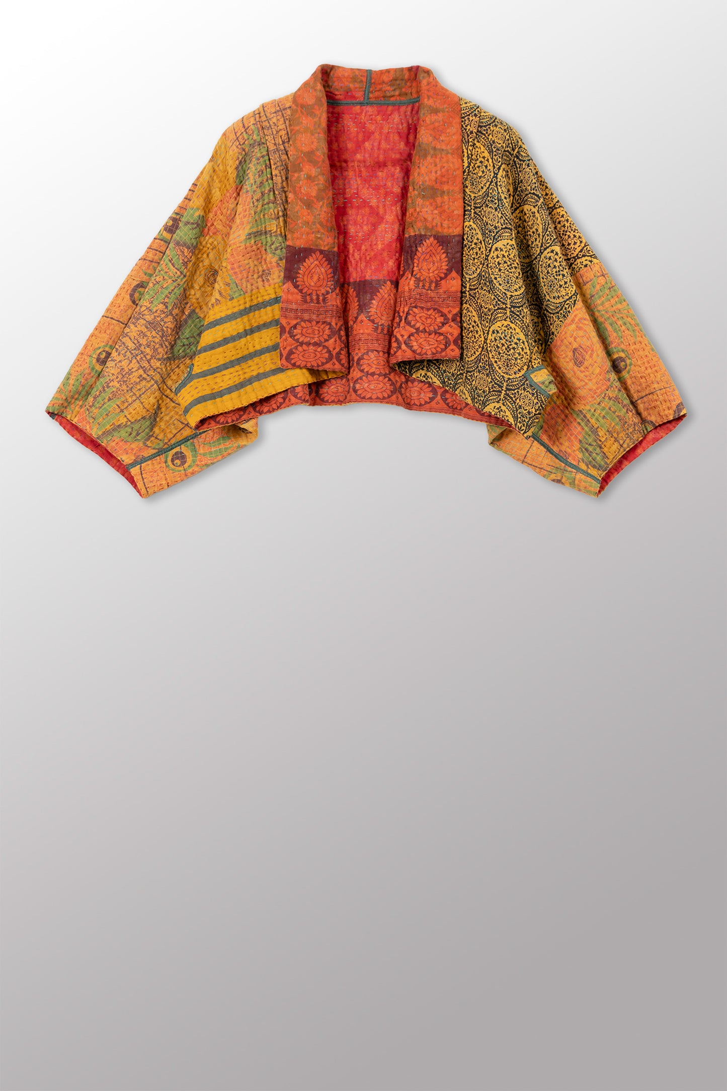 VINTAGE COTTON KANTHA  PUFF SLV. SHRUG - cv4062-0058a -