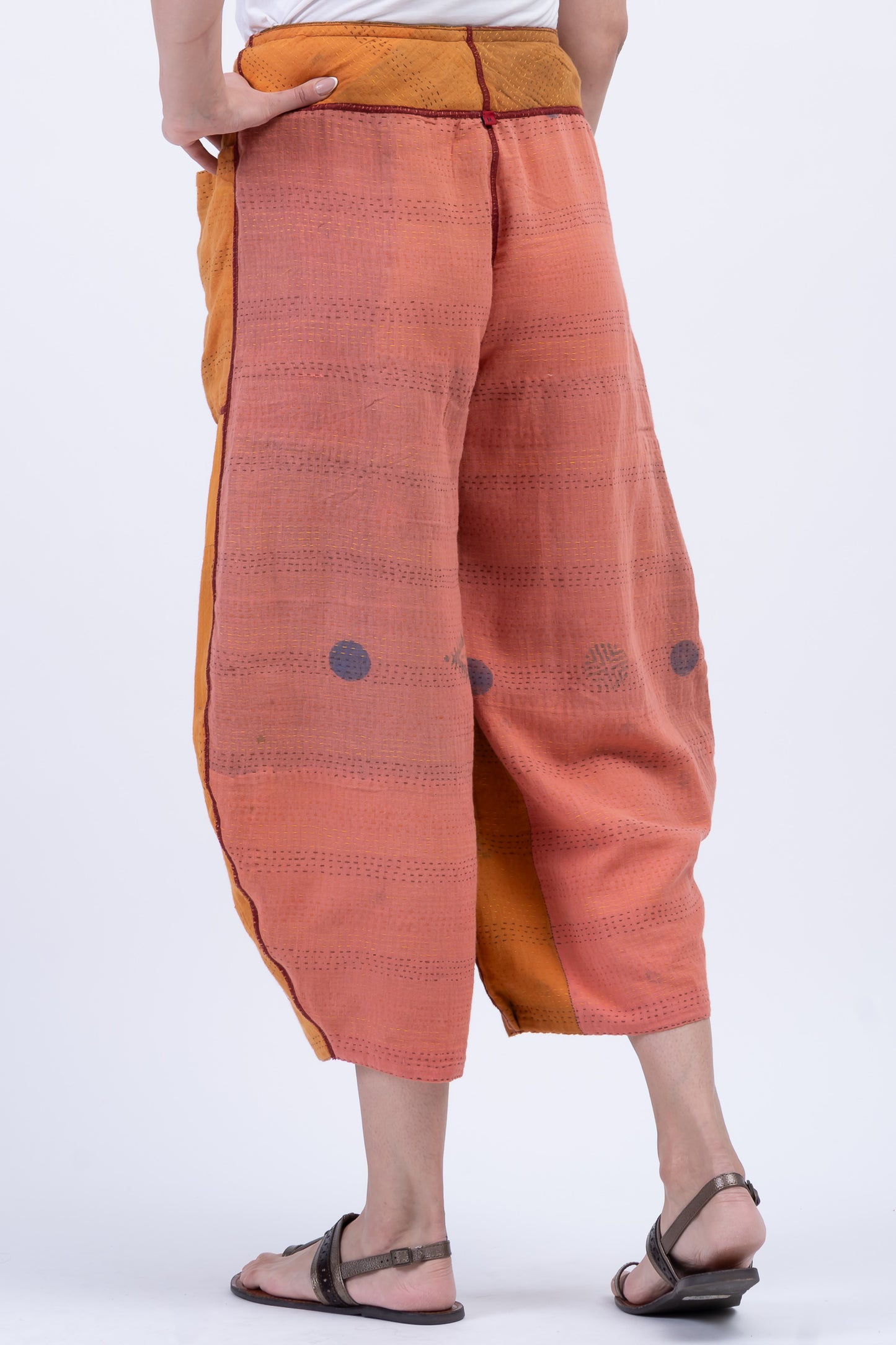 BROCADE PATCHED KANTHA HAREM PANTS - bp2605-org -