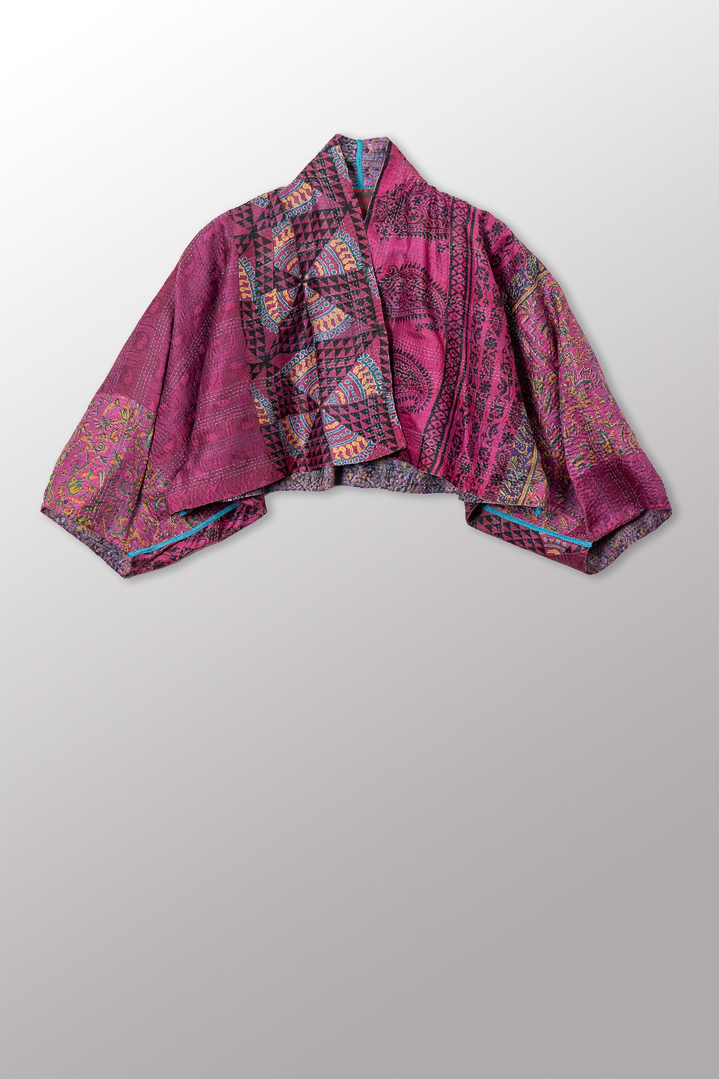 VINTAGE SILK KANTHA PUFF SLV. SHRUG - sv2062-0021a -