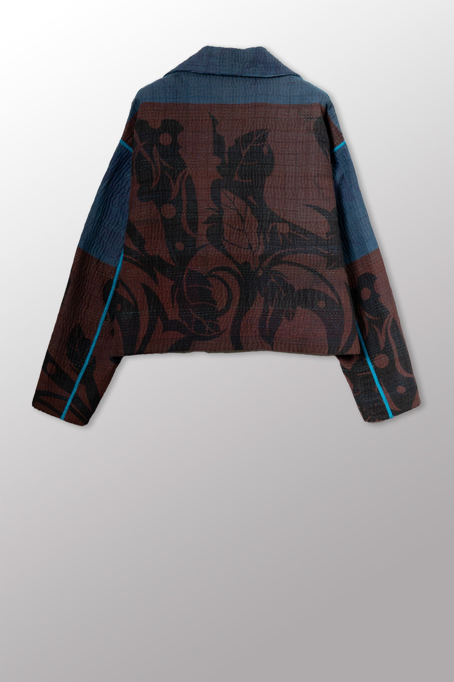 COTTON OVERDYE KANTHA NEW LAPELED SHORT JACKET - ov4j101-cblu001m -