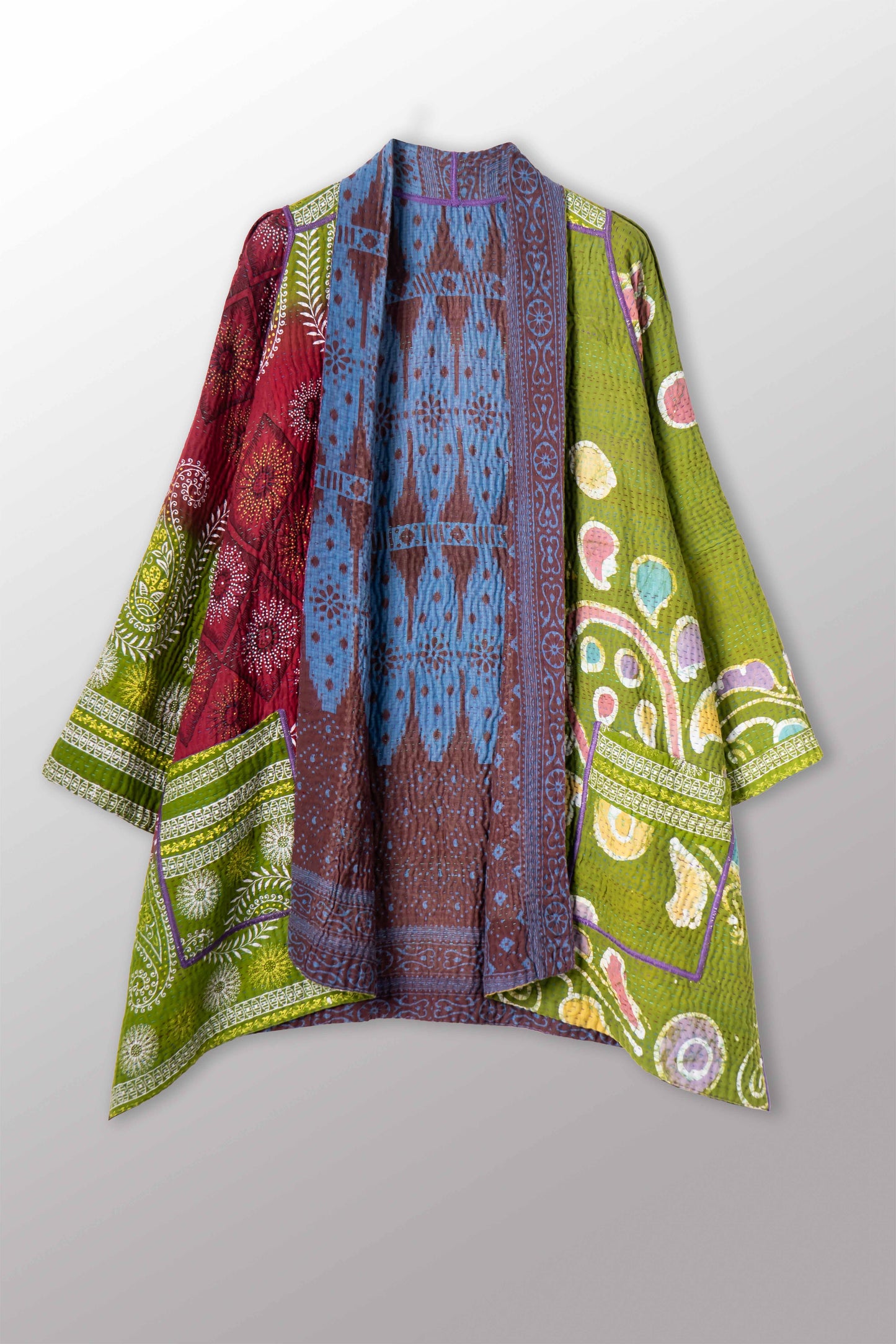 COTTON OVERDYE KANTHA A-LINE JKT - ov4003-cblu035a -