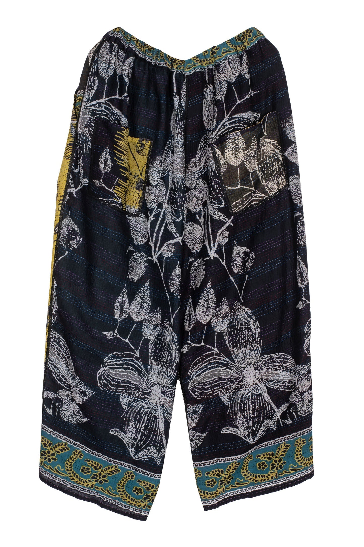 ORGANIC LEAVES KANTHA BAGGY PANTS - ol2642-blk -