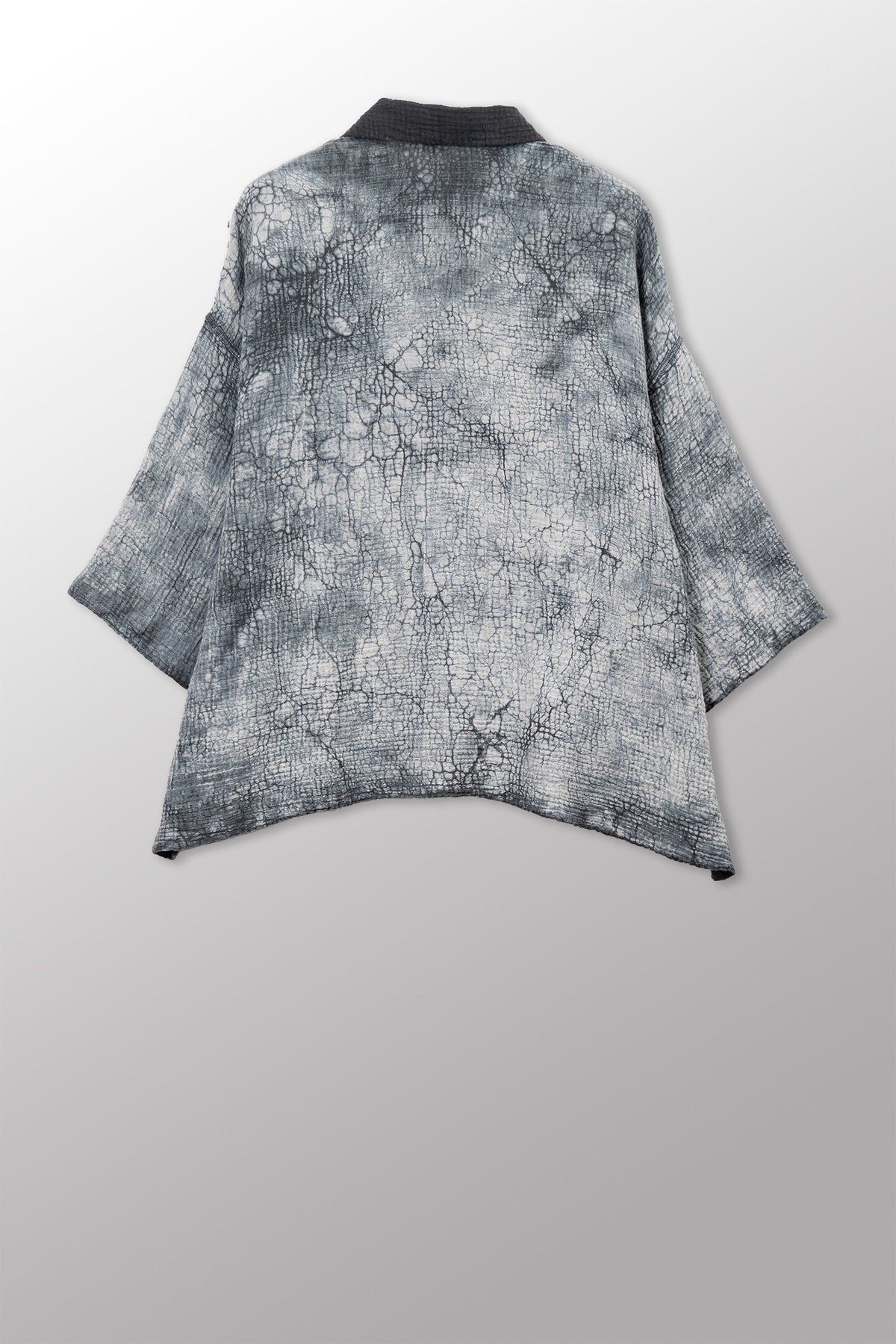 MUD DYE RIPPLE KANTHA CROPPED TENT SHIRT - yp2596-gry -