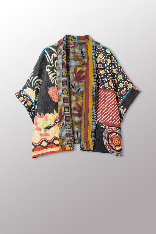 VINTAGE COTTON KANTHA MINI PONCHO - cv4060-0065a -