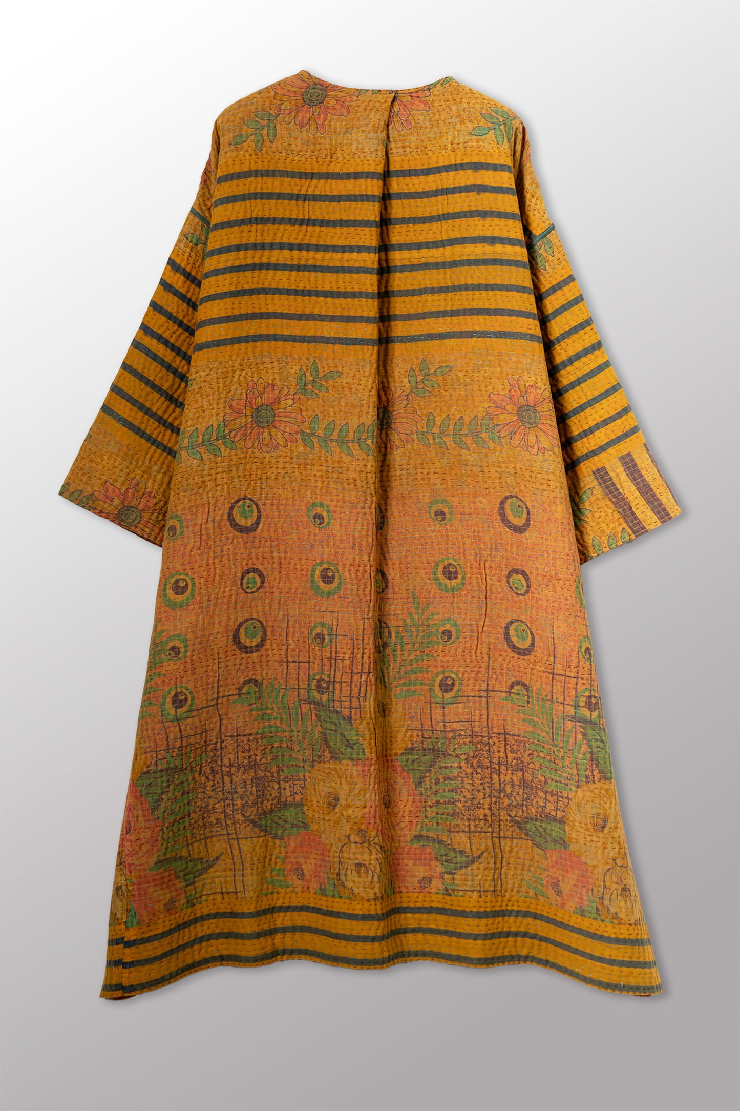 VINTAGE COTTON KANTHA LONG DUSTER - cv4328-0015a -