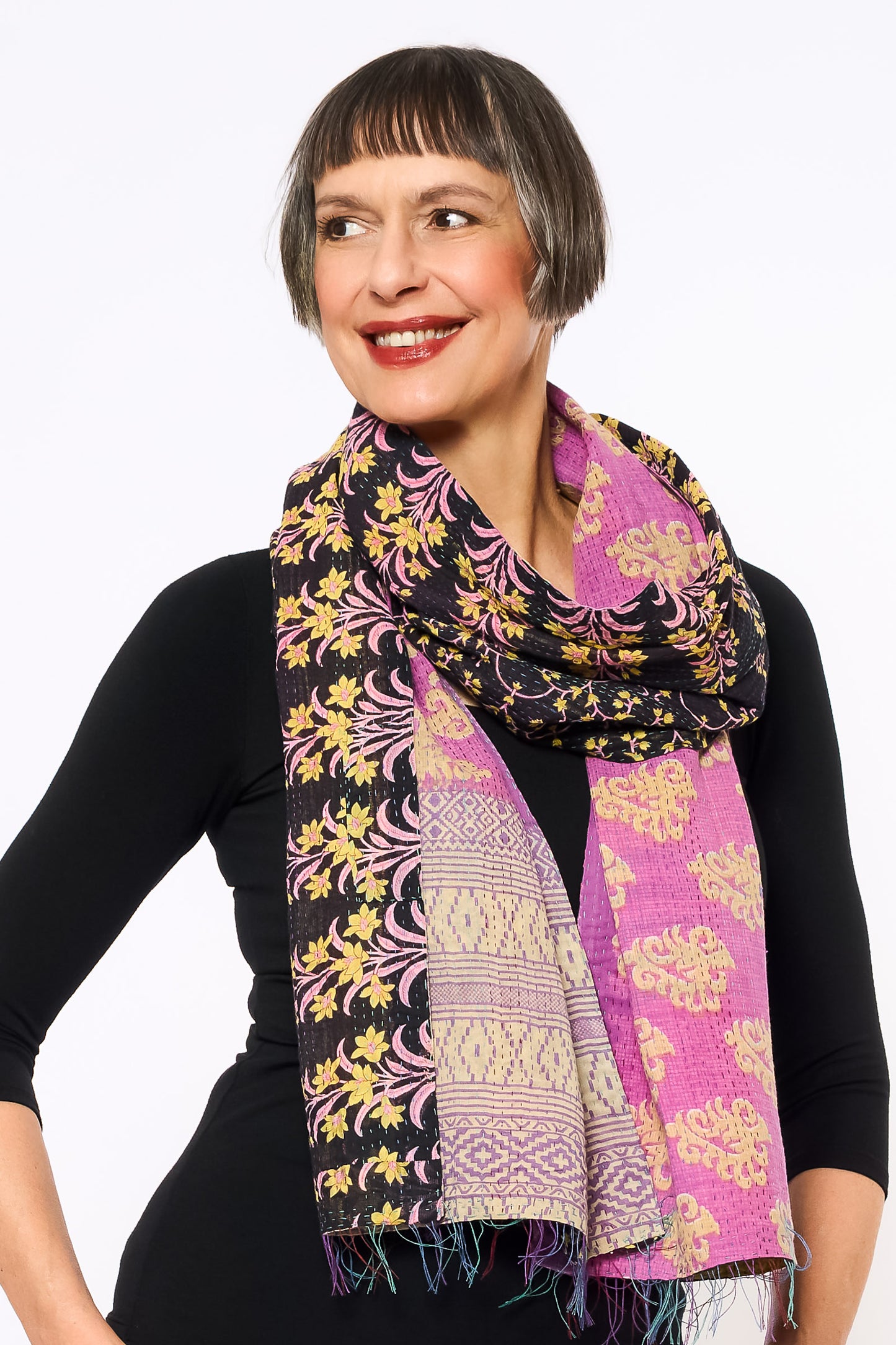 VINTAGE COTTON KANTHA SCARF STANDARD - cv2801-0020a -