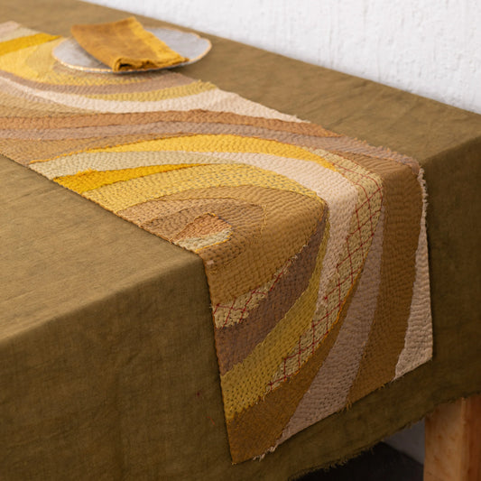 Umber Fray Patch Rose Table Runner