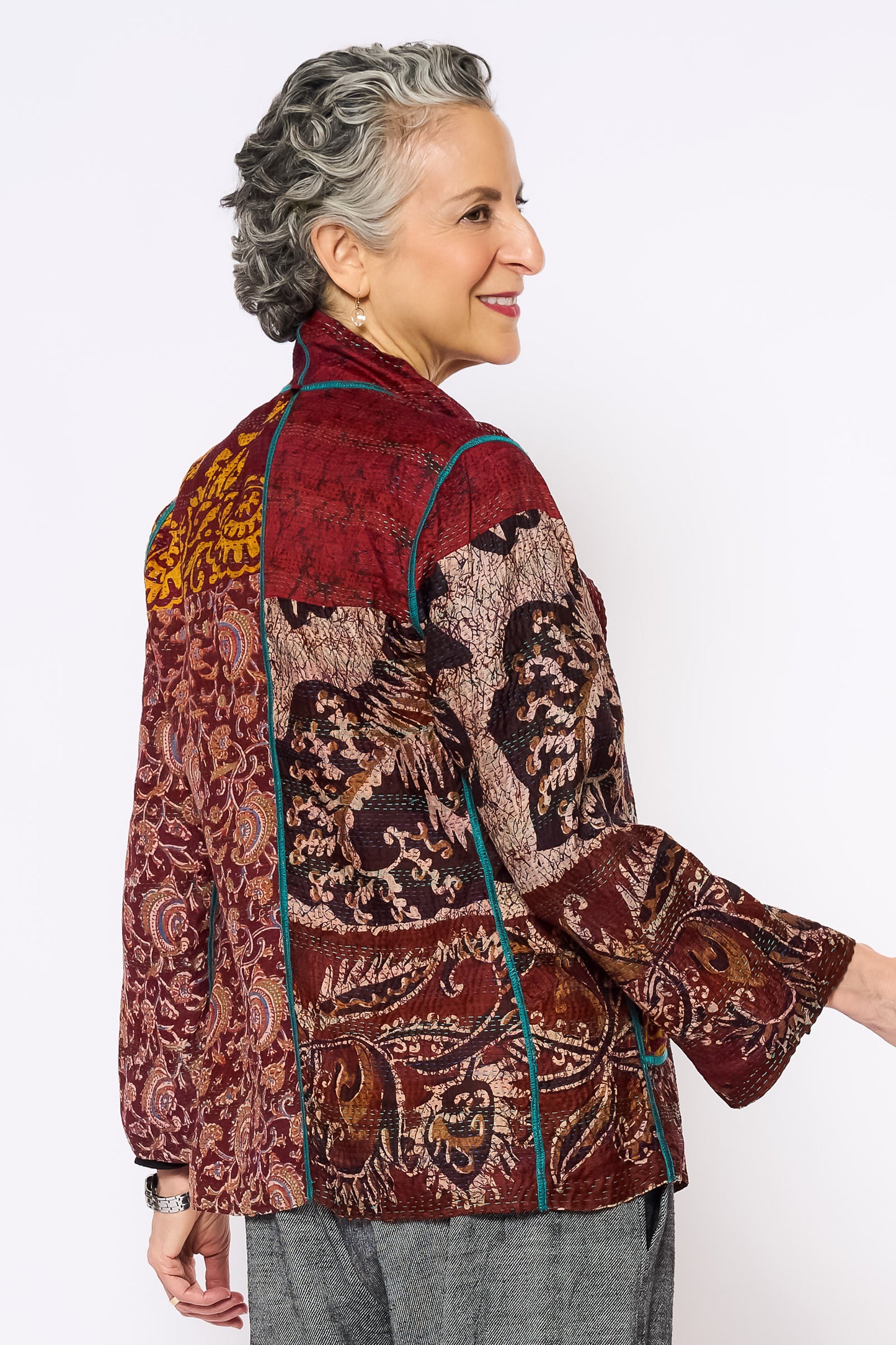 VINTAGE SILK KANTHA SHORT JKT - sv2007-0064m -