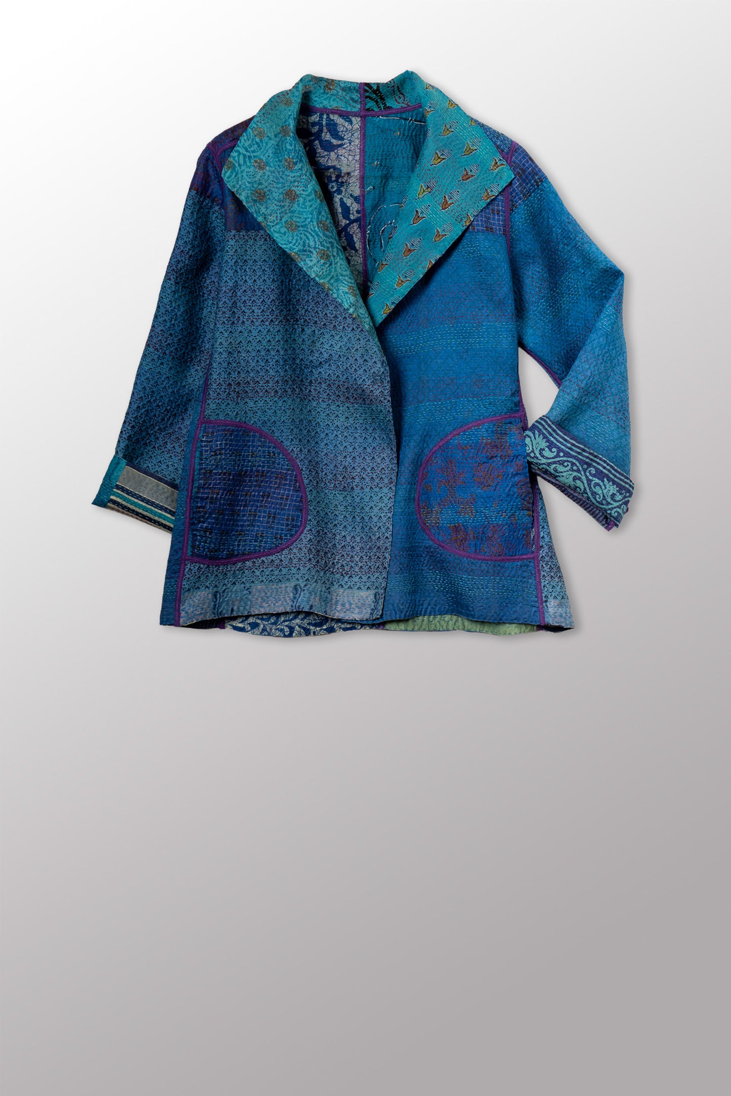 VINTAGE SILK KANTHA SHORT JKT - sv2007-0076m -