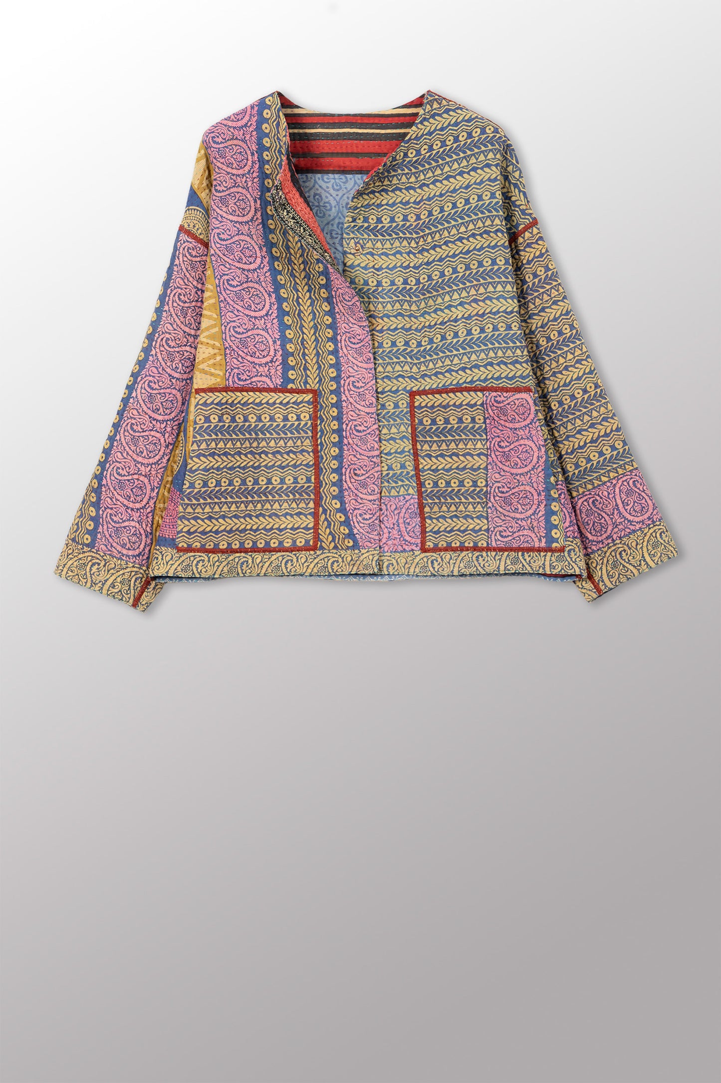 VINTAGE COTTON KANTHA CREW NECK SHORT JKT - cv4053-0071a -