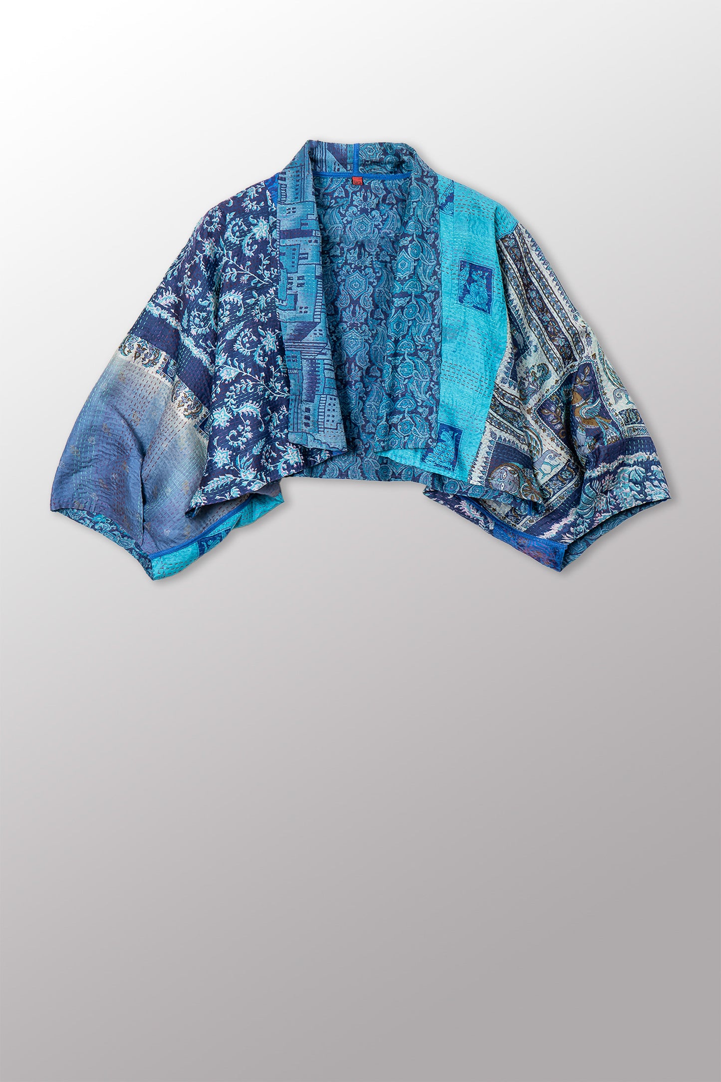 VINTAGE SILK KANTHA PUFF SLV. SHRUG - sv2062-0032a -