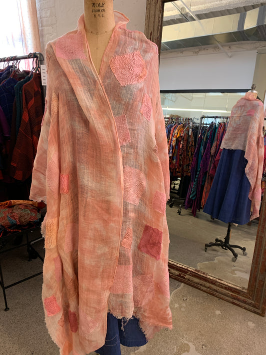 LINEN CLOUD TIE-DYE SHAWL MEDIUM - lc1802-pik -