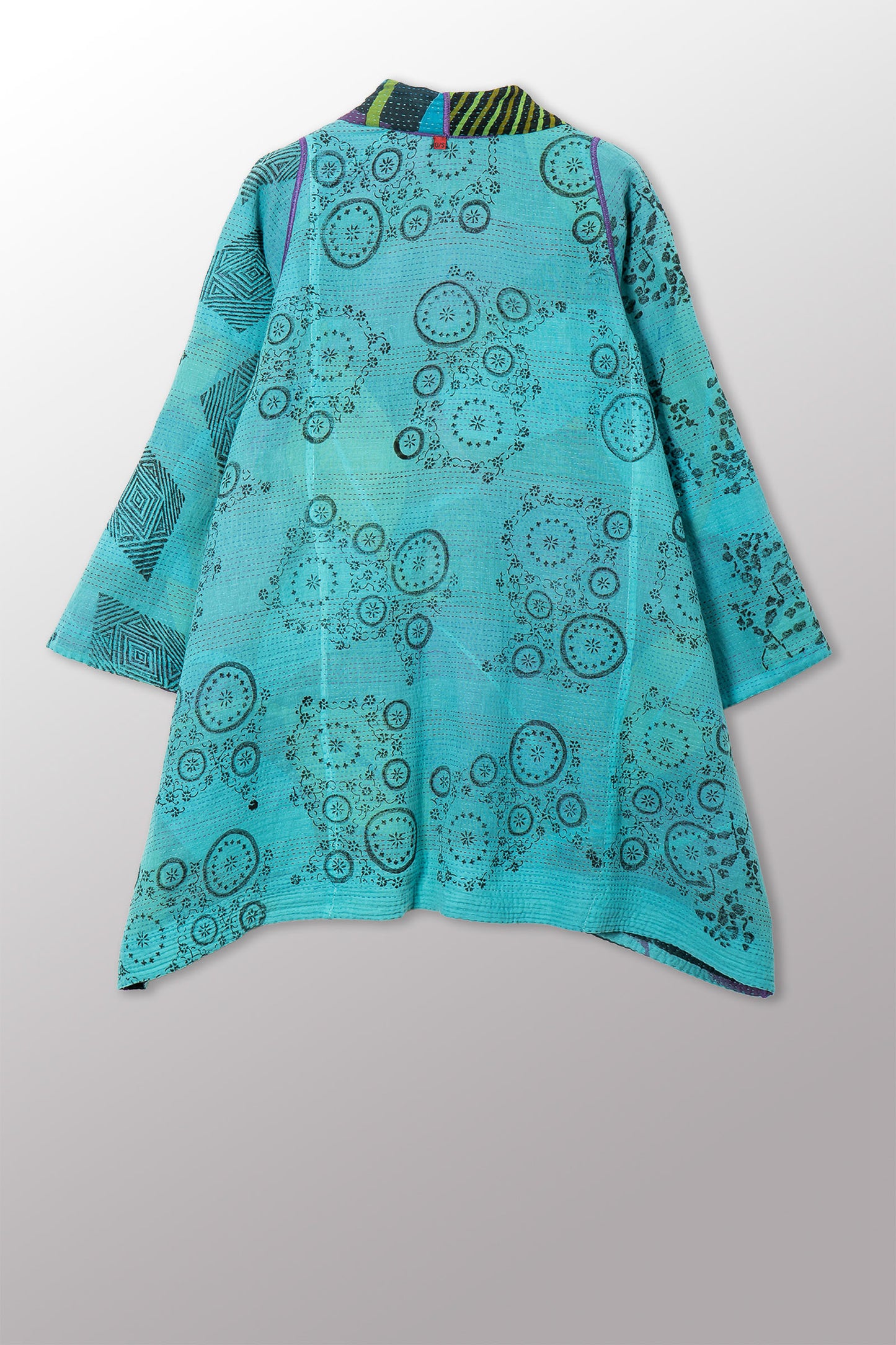 VINTAGE COTTON & NEW VOILE KANTHA A-LINE JKT - cn2003-0010a -