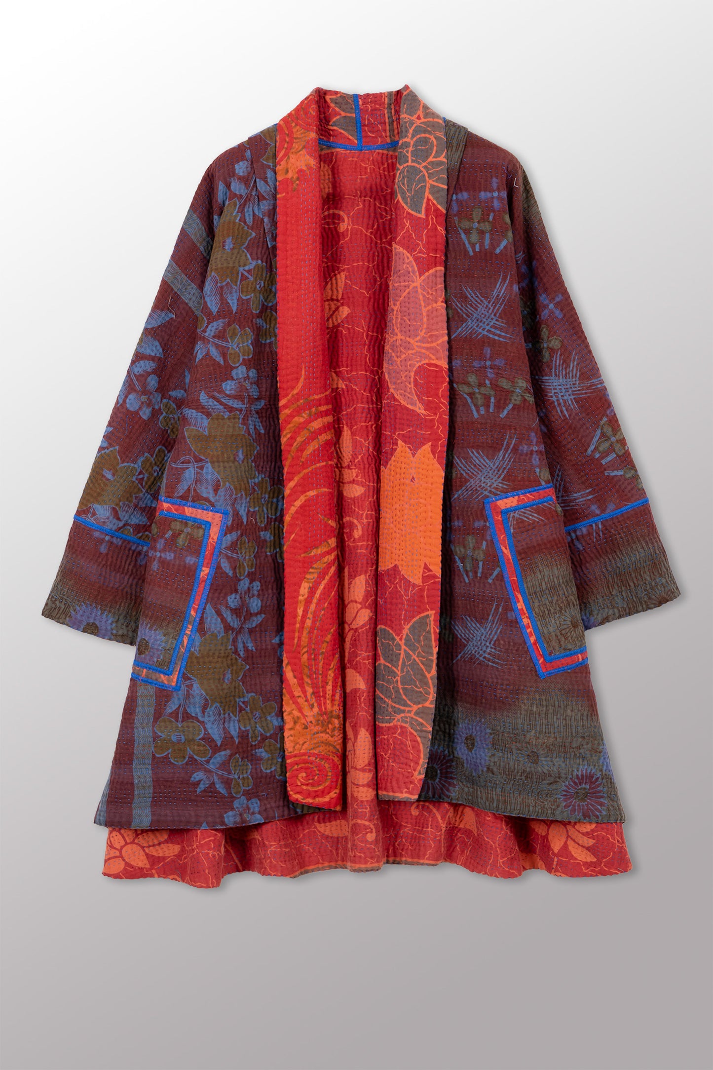 COTTON OVERDYE KANTHA KIMONO LONG JKT - ov4005-cblo001a -