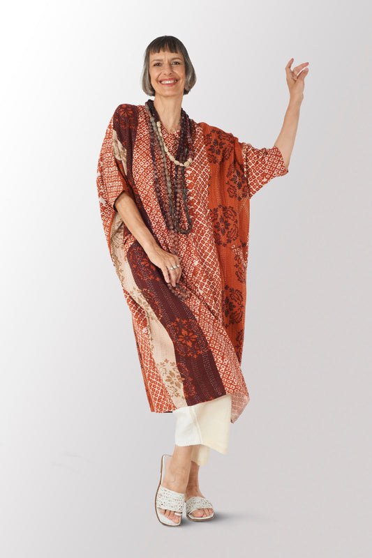 KIMONO COTTON KANTHA DOLMAN MAXI - kc2440-org -