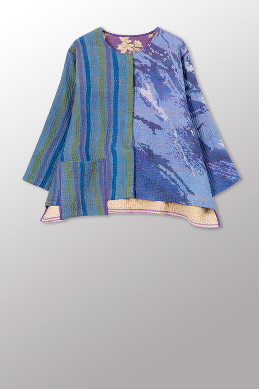 VINTAGE COTTON KANTHA A-LINE SHORT JKT - cv4019-0024a -