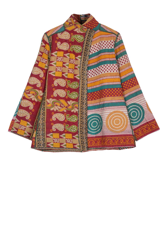 VINTAGE COTTON KANTHA SHORT JACKET - cv4007-0274m -