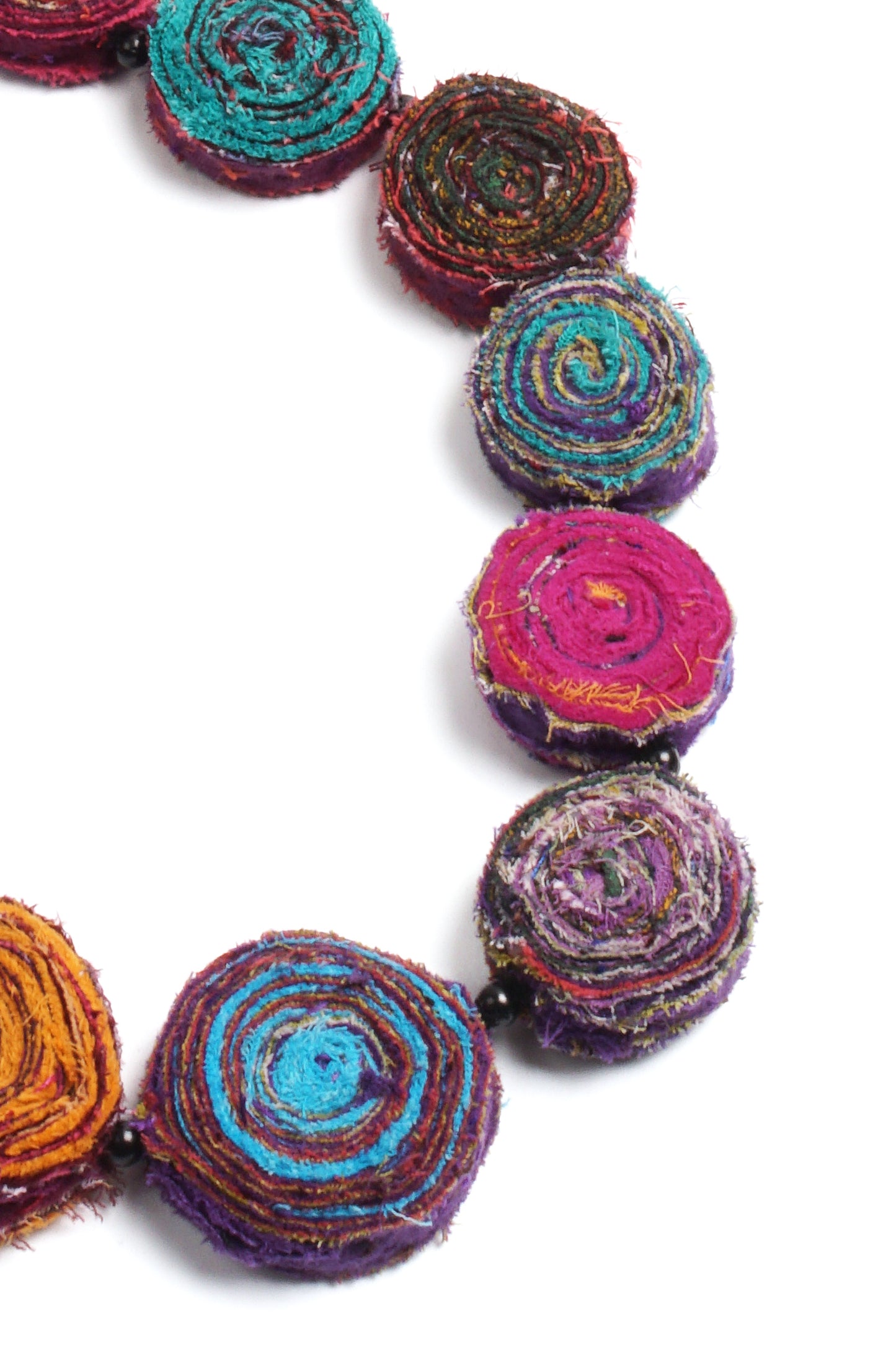 VINTAGE COTTON KANTHA SIMPLE EDDY LONG NECKLACE - cv2714-mlt -