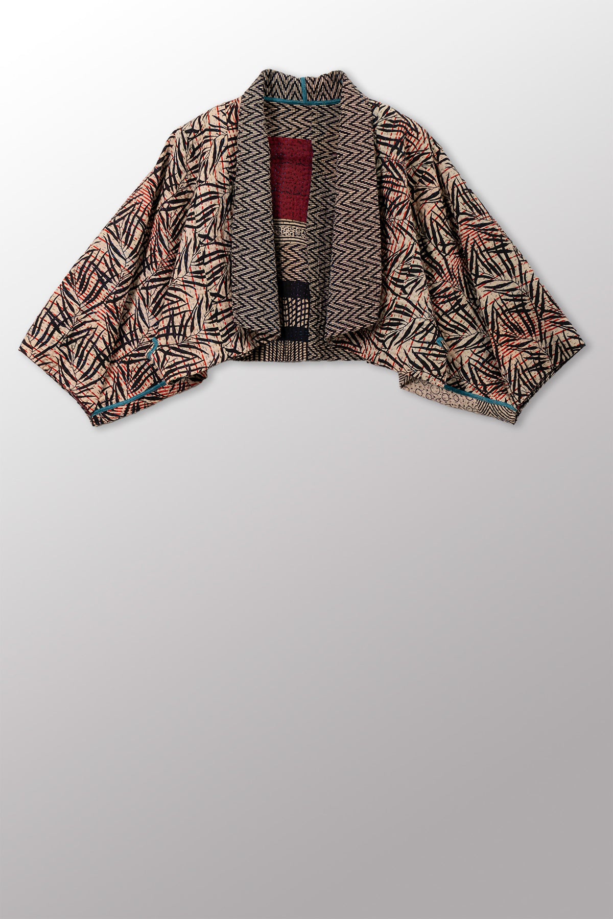 SOHO BAMBOO KANTHA PUFF SLV. SHRUG - bo4062-cblk008a -