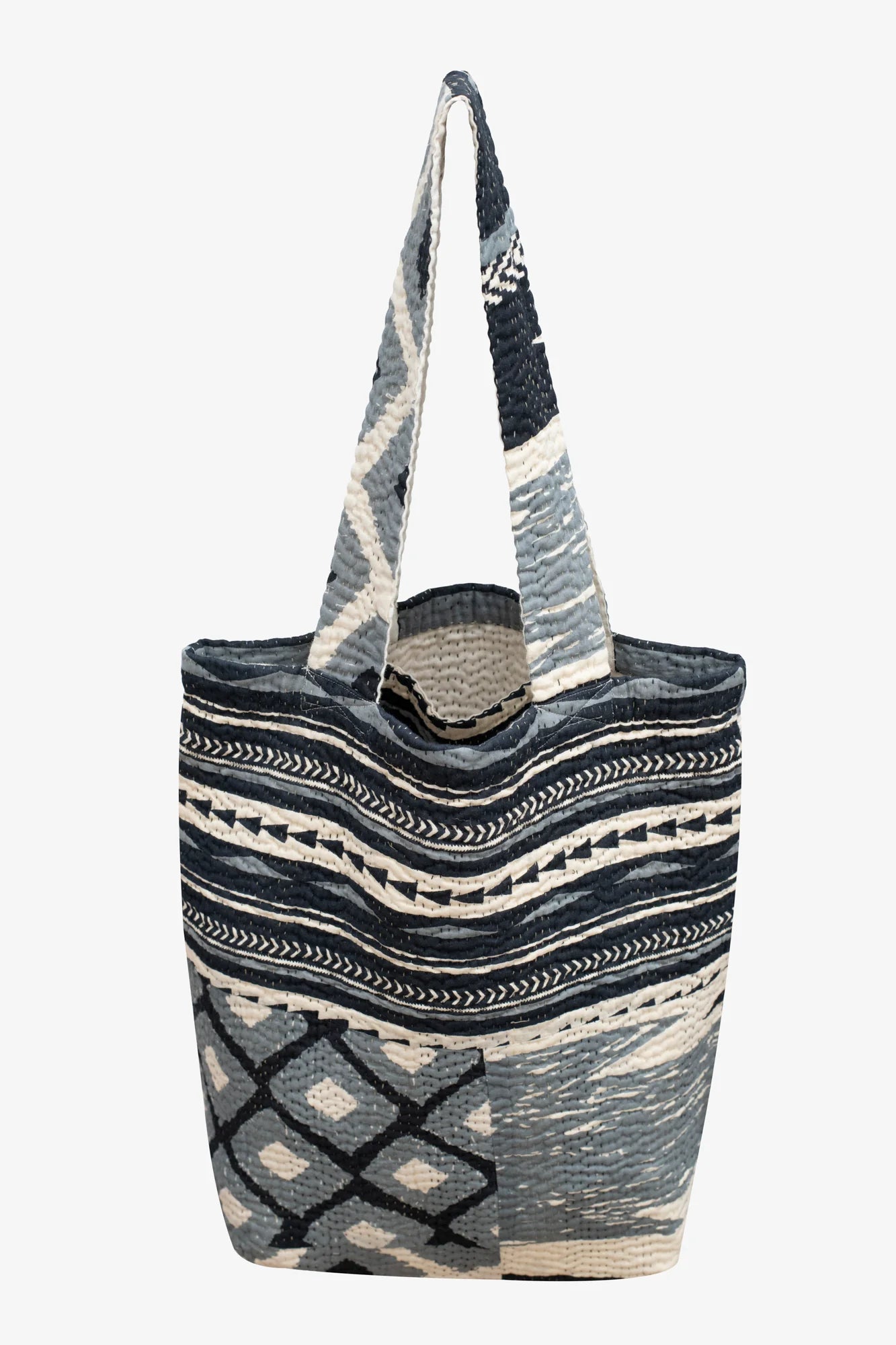 Monotone Ikat Handmade Vintage Kantha Tote Bag -Red