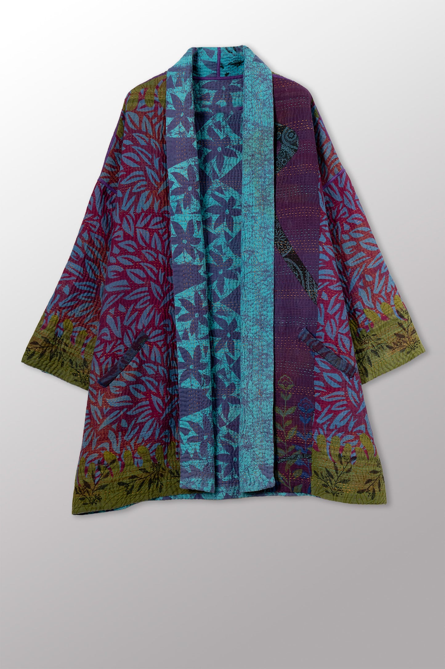 COTTON OVERDYE KANTHA HAORI JACKET - ov4068-ctuq003a -
