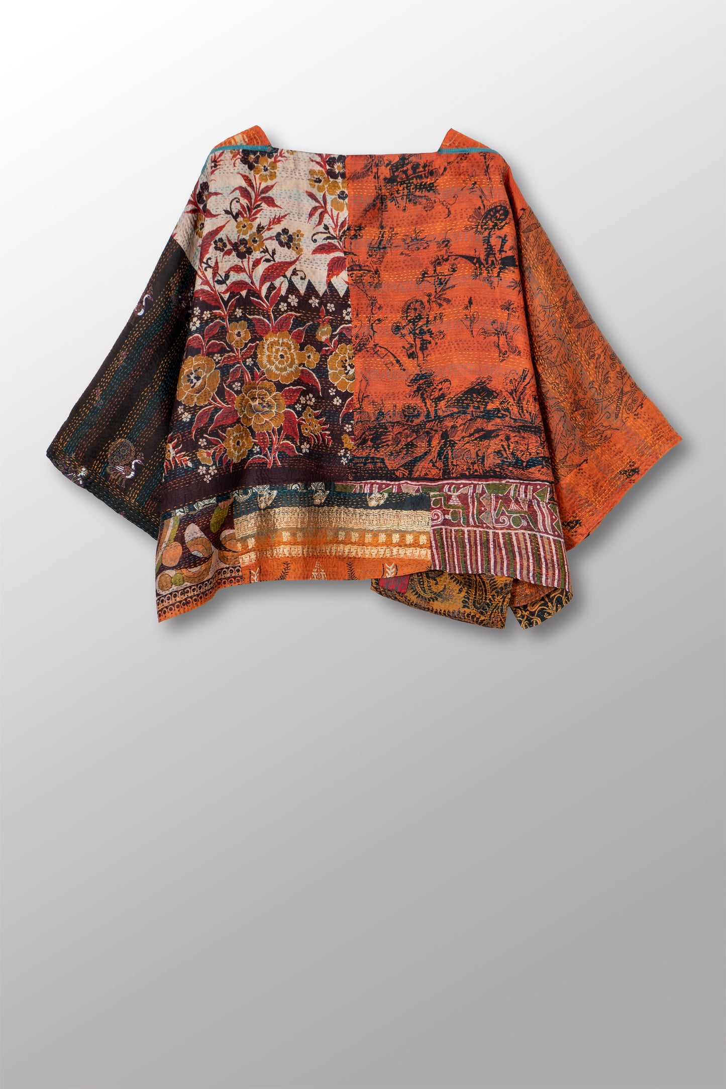 VINTAGE SILK KANTHA 3/4 SLV. CROP TOP MIO - sv2538-0013a -