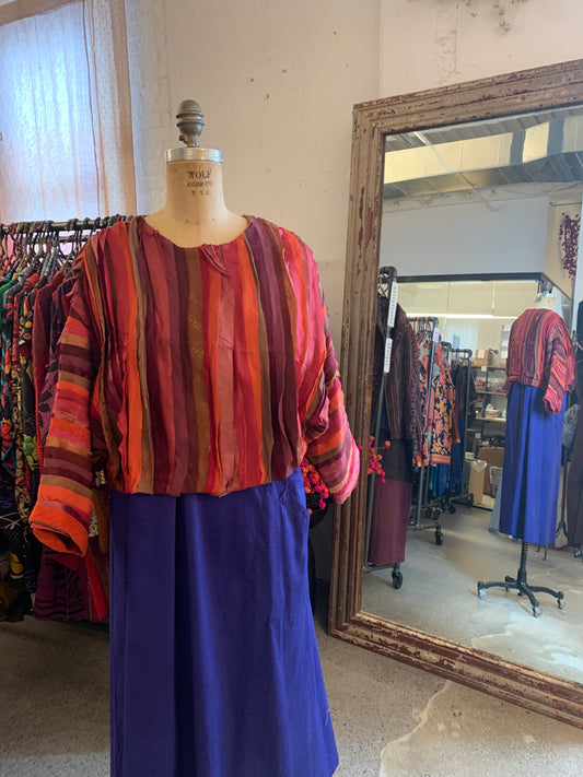 WAVY STRIPE KANTHA DOLMAN SLV. JACKET - wv2j110-org -