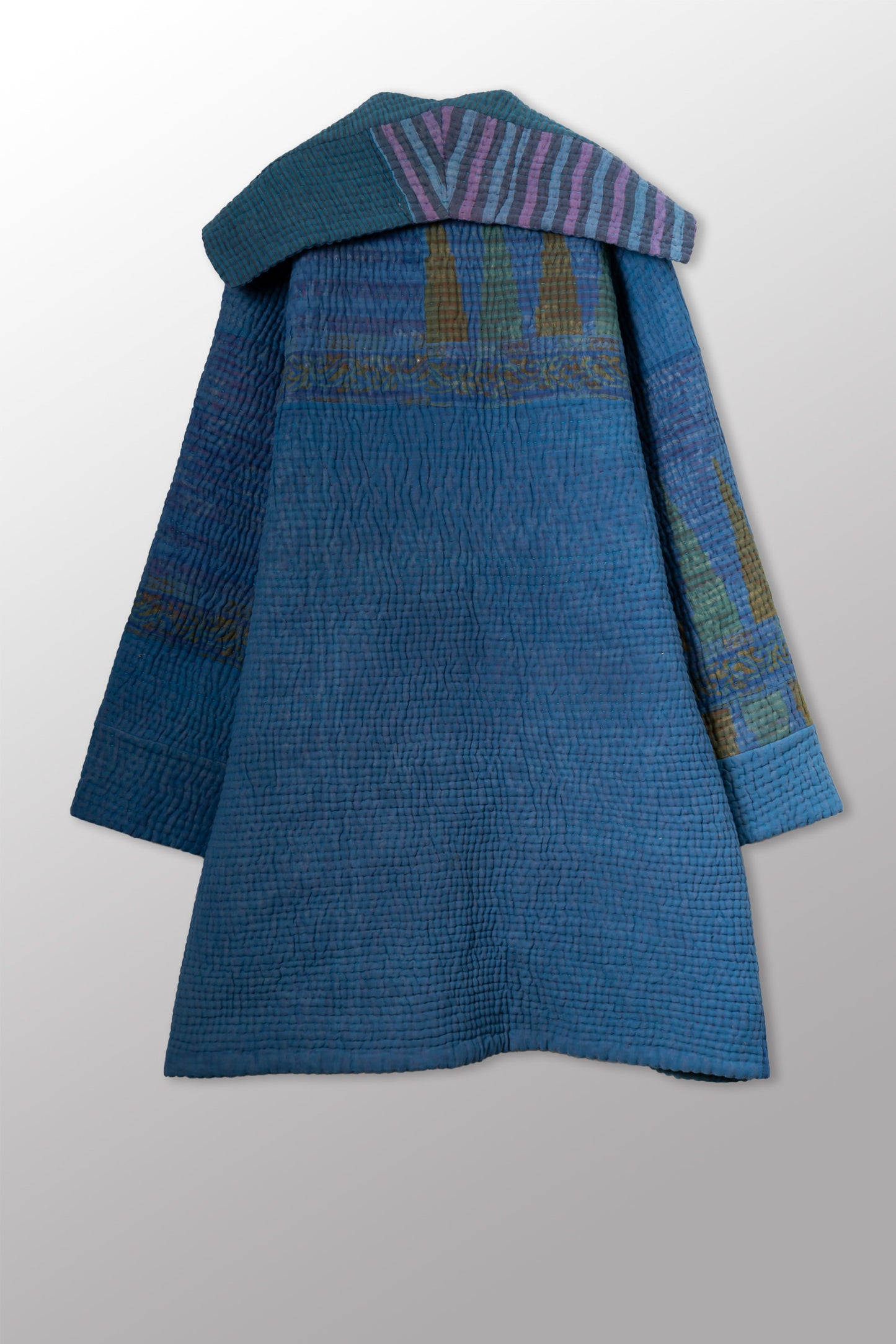 QUILTED OVERDYE COTTON KANTHA POCKET MEDIUM COAT - oq5346-cblu011m -