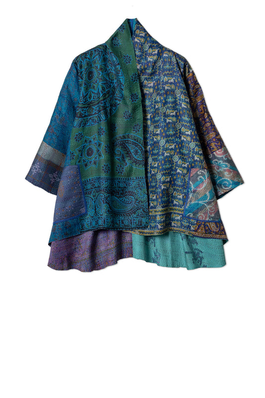 VINTAGE SILK KANTHA KIMONO JKT - sv2004-0036a -