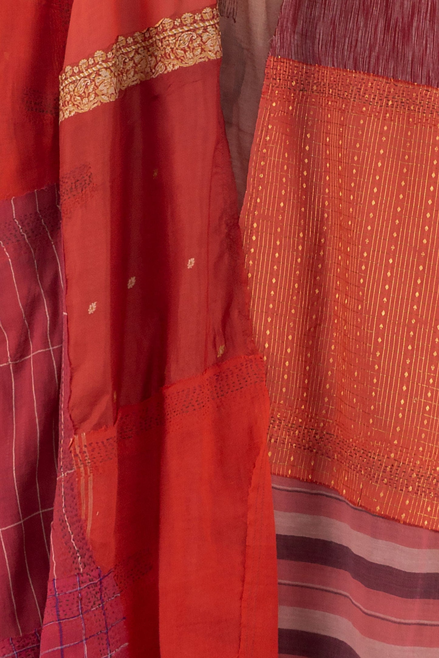 MOSAIC TILE PATCH KANTHA CAMP SHIRT - mt1525-red -