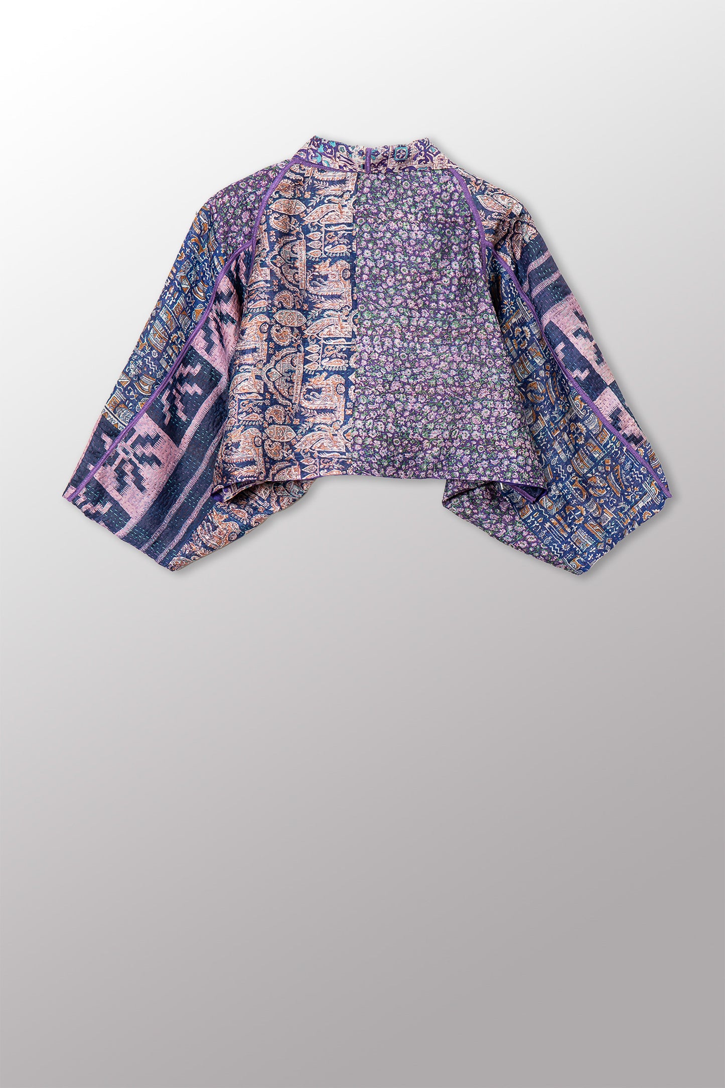 VINTAGE SILK KANTHA PUFF SLV. SHRUG - sv2062-0041a -