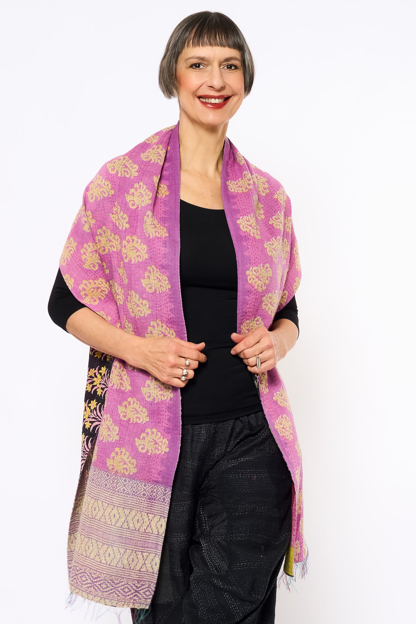 VINTAGE COTTON KANTHA SCARF STANDARD - cv2801-0020a -