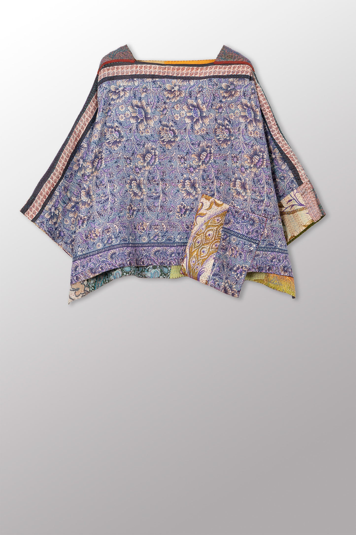 VINTAGE SILK KANTHA 3/4 SLV. CROP TOP MIO - sv2538-0021a -