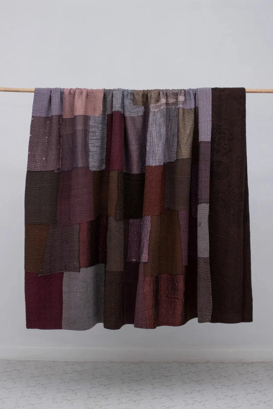 Ombre With Fray Patch Handmade Vintage Quilts - Chocolate