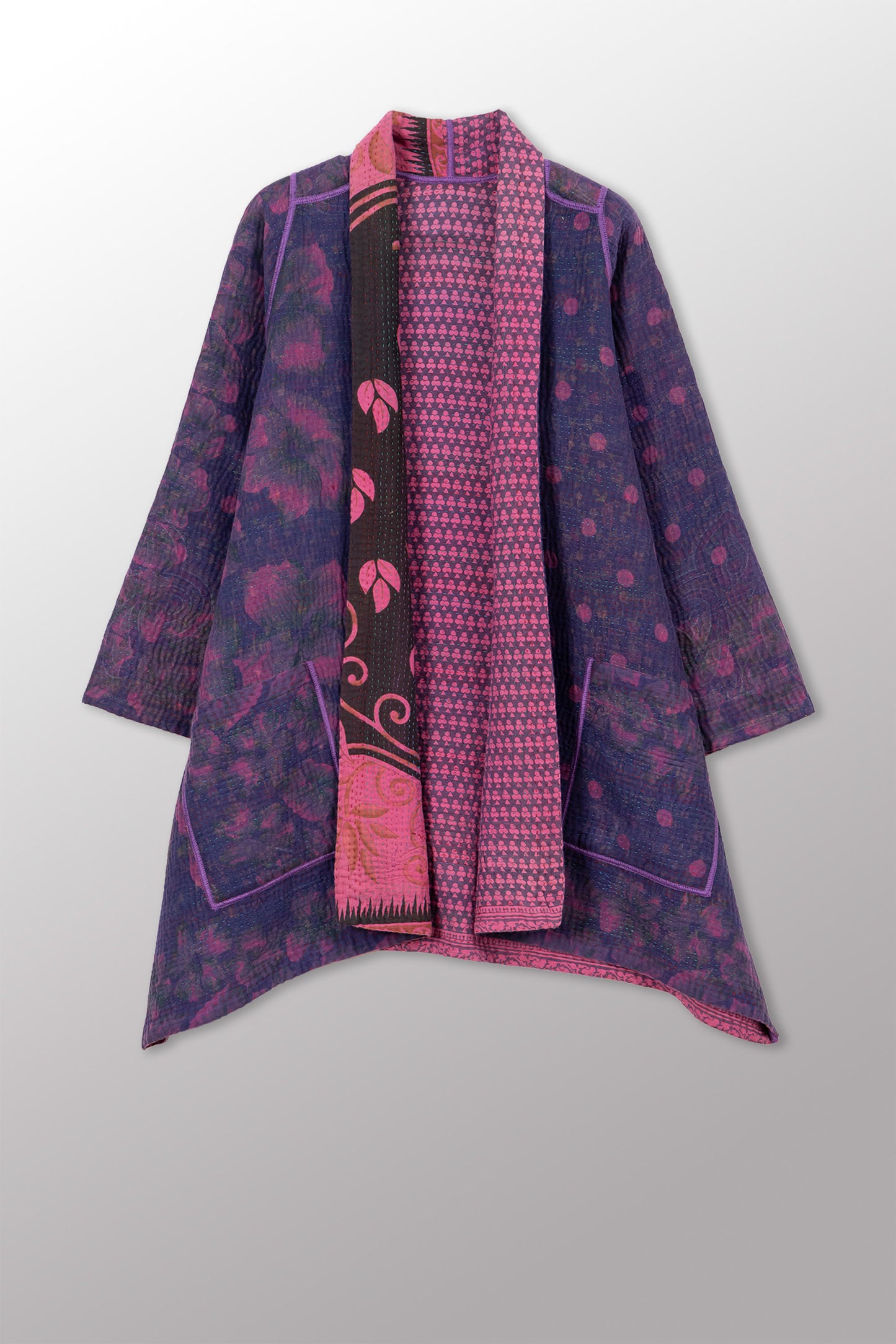 COTTON OVERDYE KANTHA A-LINE JKT - ov4003-cfus042a -