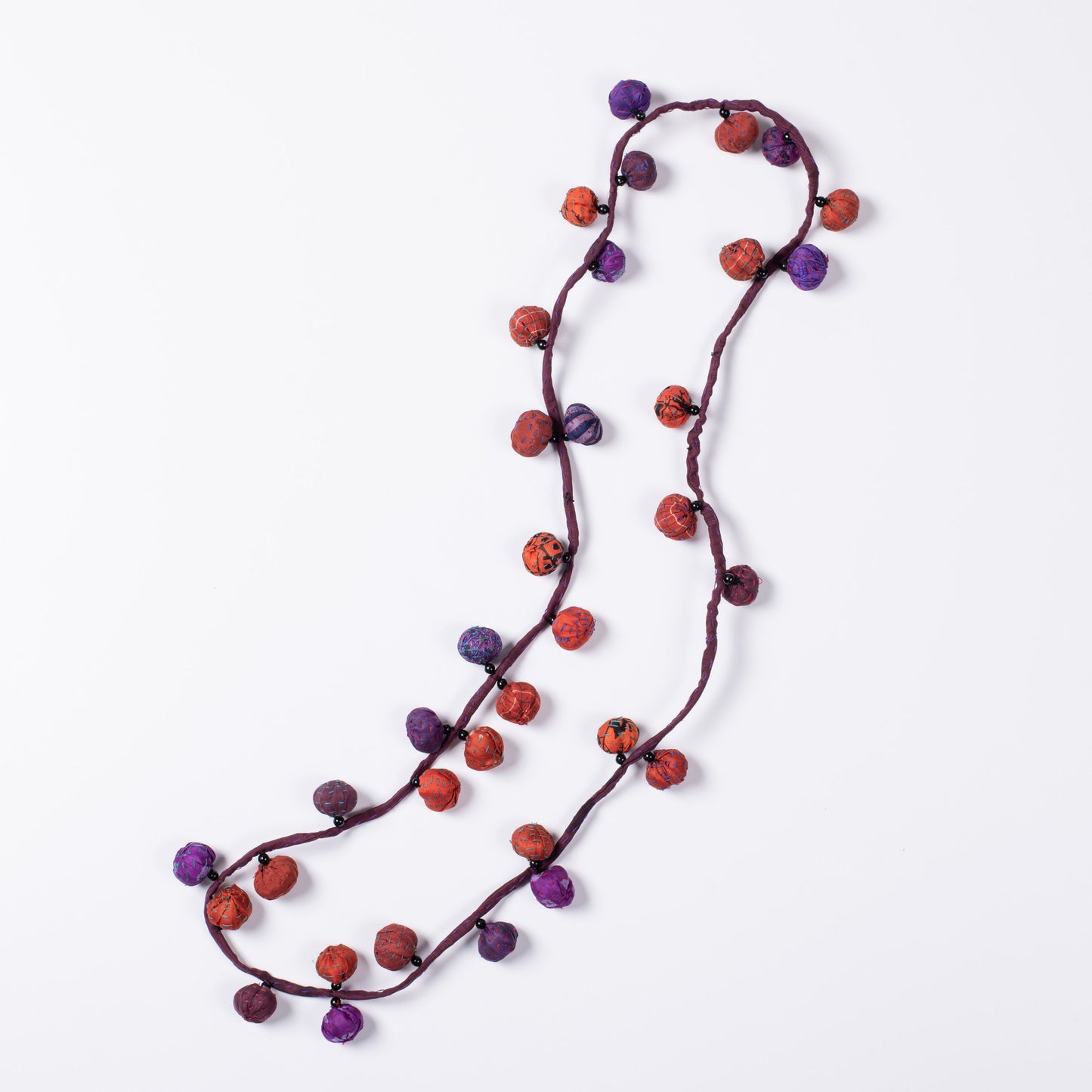 VINTAGE SILK KANTHA TWIGG LONG NECKLACE - sv2720-org -
