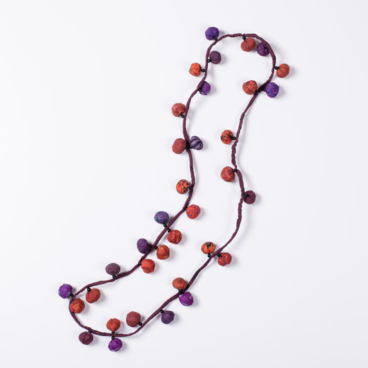 VINTAGE SILK KANTHA TWIGG LONG NECKLACE - sv2720-org -