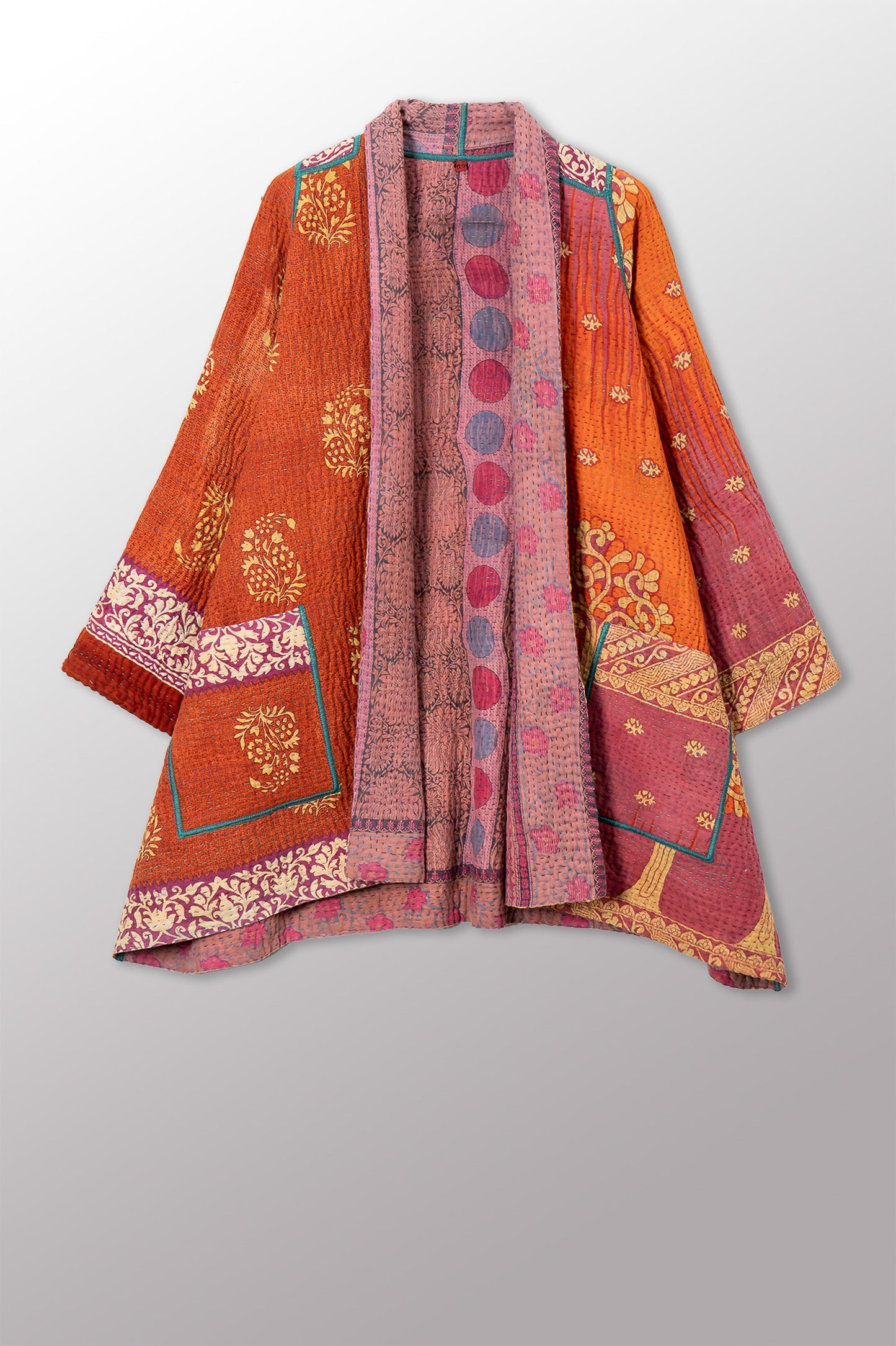 VINTAGE COTTON KANTHA A-LINE JKT - cv4003-0456a -