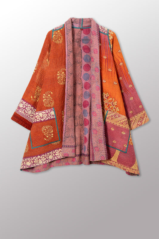 VINTAGE COTTON KANTHA A-LINE JKT - cv4003-0456a -