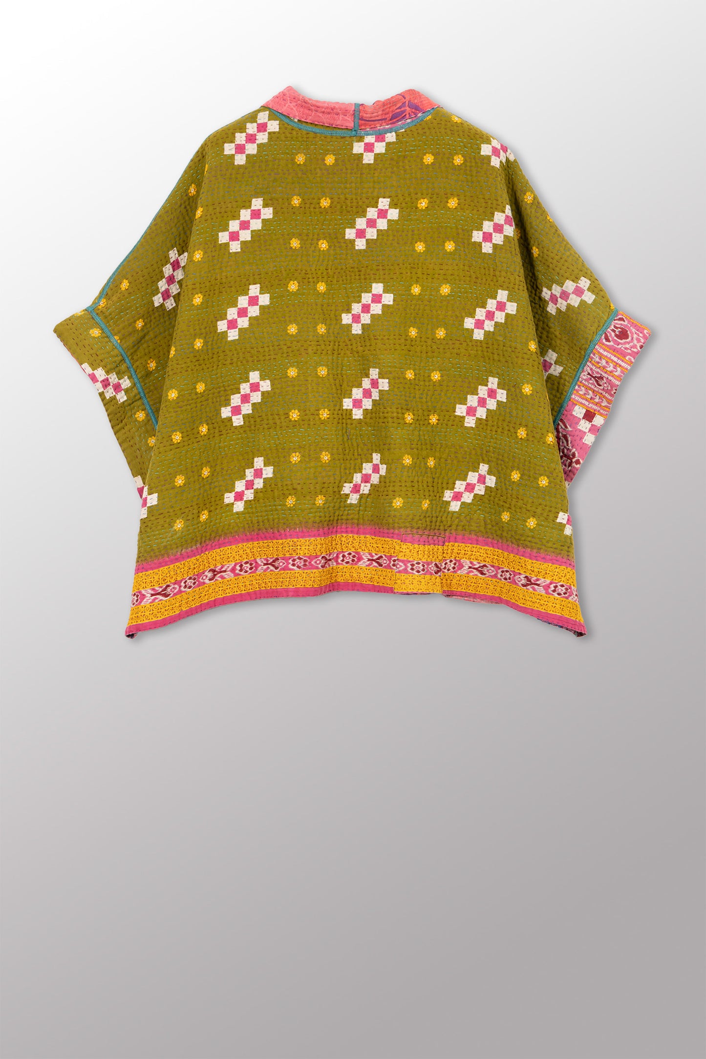 VINTAGE COTTON KANTHA MINI PONCHO - cv4060-0068a -