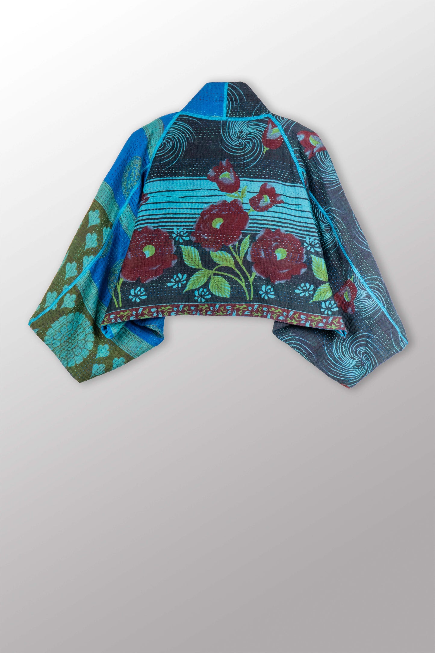 COTTON OVERDYE KANTHA PUFF SLV. SHRUG - ov4062-ctuq001a -