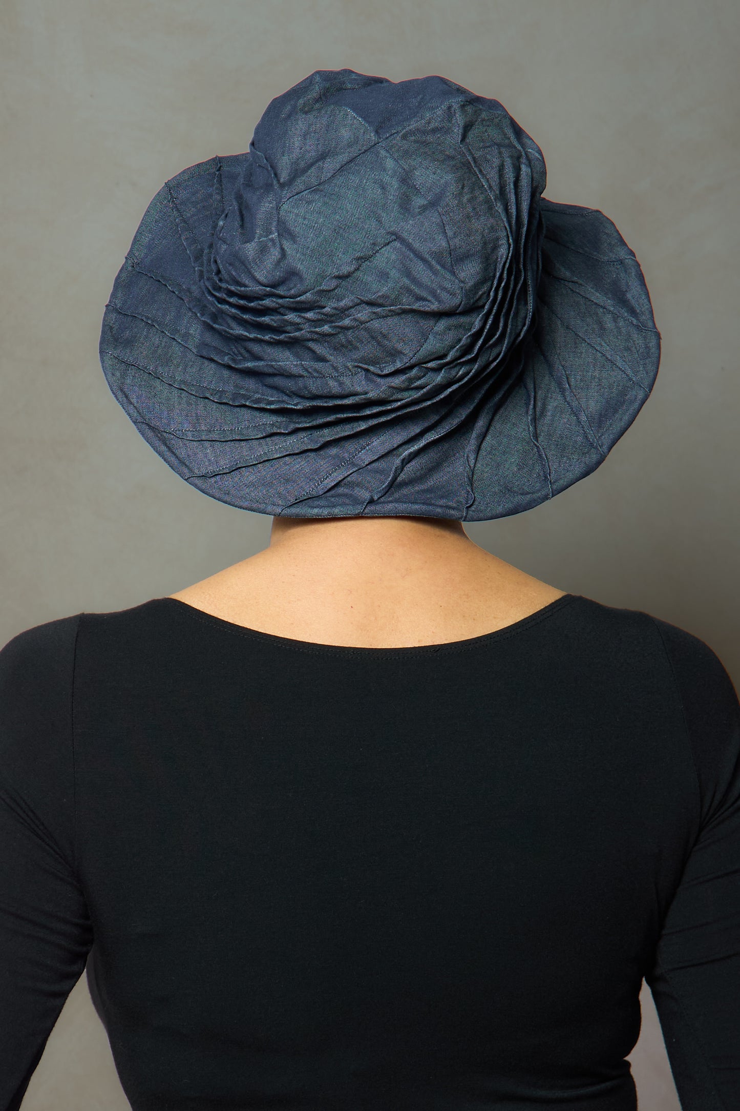 LIGHT DENIM TWIST TUCKED BRIM HAT - ld1886-nvy -