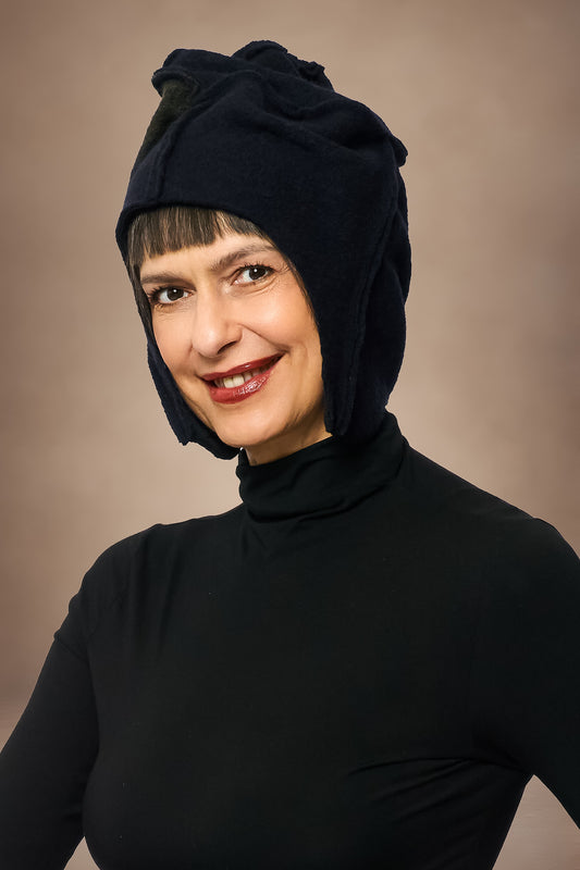 CIRCLE TIE DYE BOILED WOOL HELMET - tw1885-nvy -