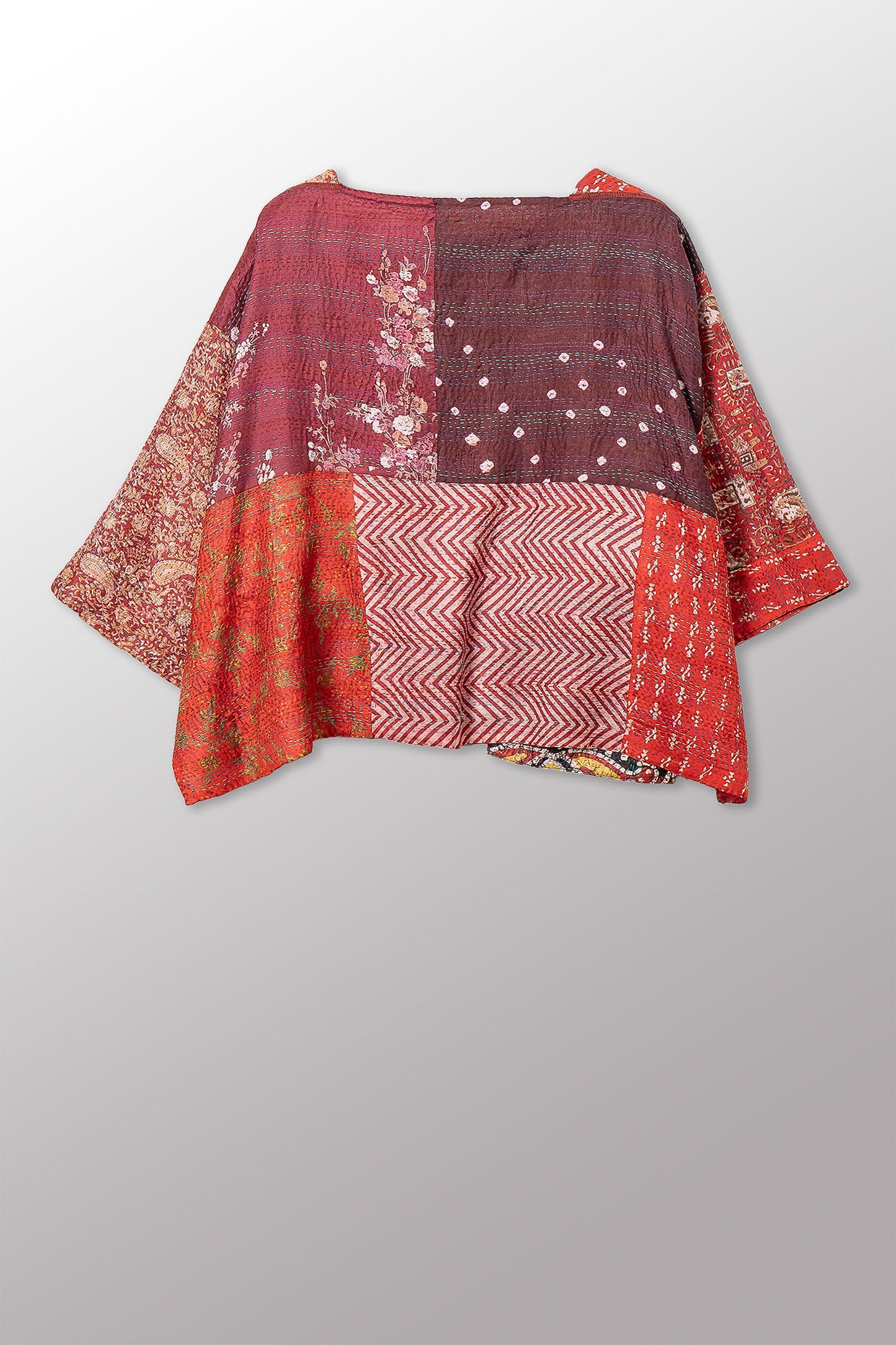 VINTAGE SILK KANTHA 3/4 SLV. CROP TOP MIO - sv2538-0017a -