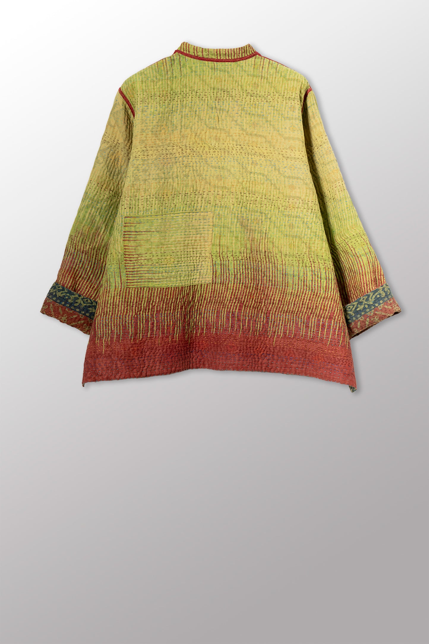 COTTON OVERDYE KANTHA KAFTAN JACKET SHORT - ov4088-cgrn001s -