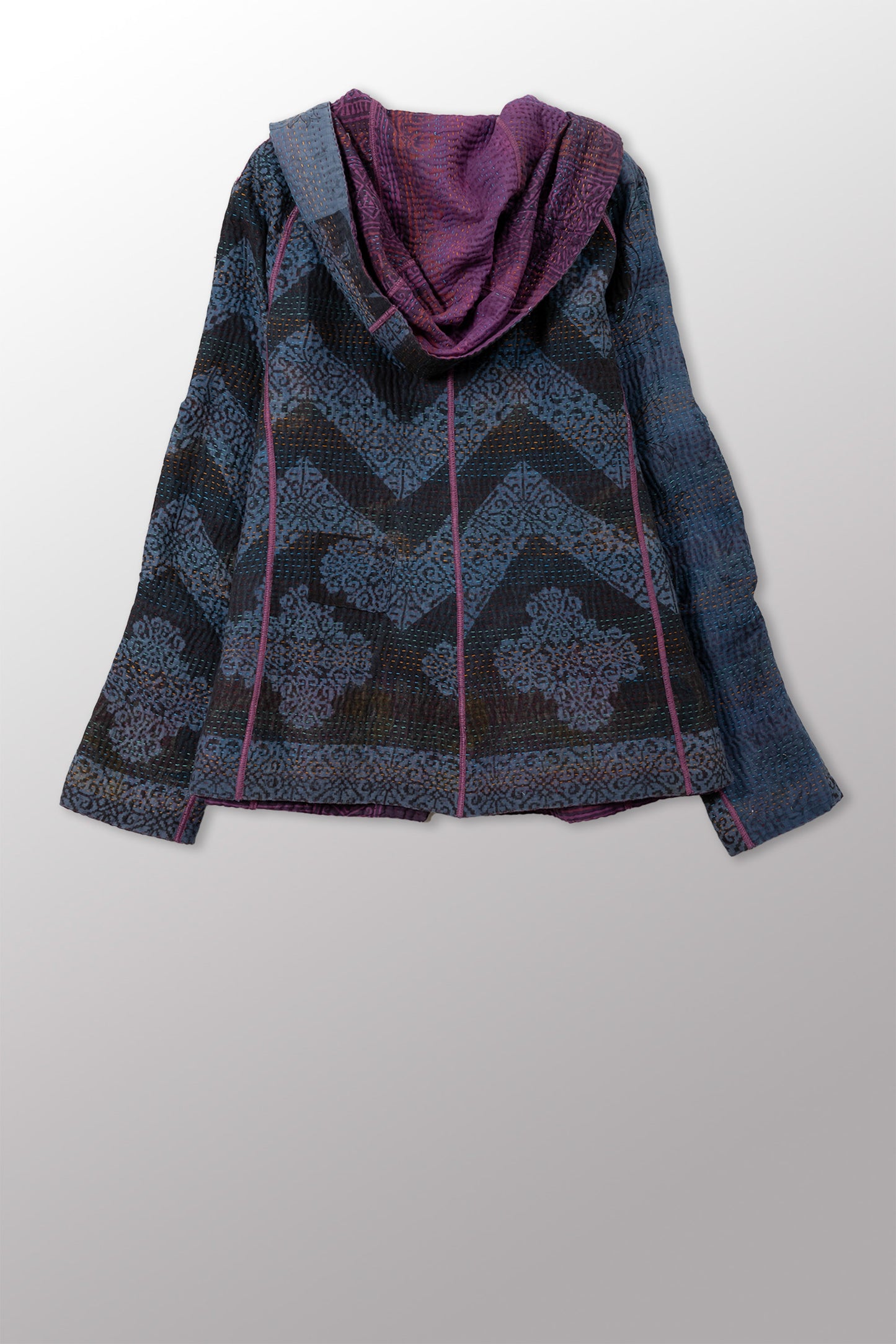 COTTON OVERDYE KANTHA HOODIE JACKET - ov4036-cprp001l -