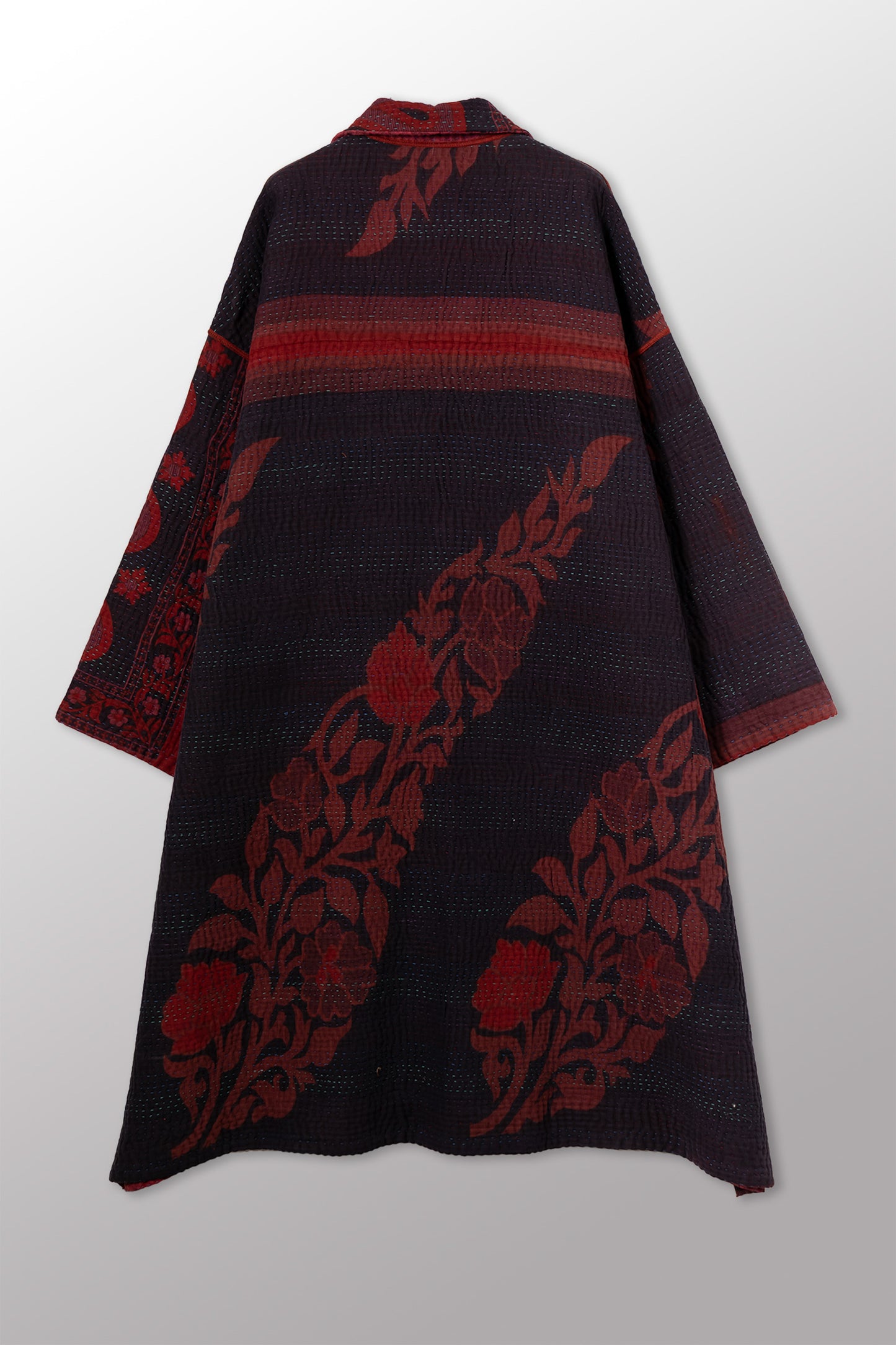 COTTON OVERDYE KANTHA NEW OVERSIZED COAT - ov4342-cred008a -