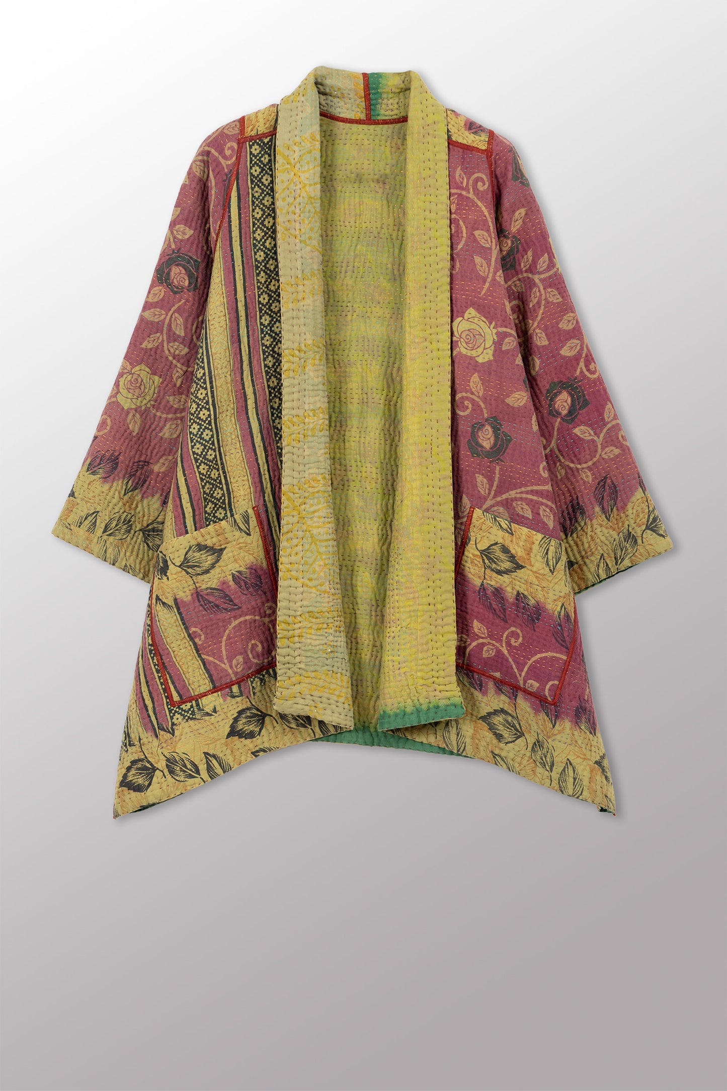 COTTON OVERDYE KANTHA A-LINE JKT - ov4003-cgrn030a -