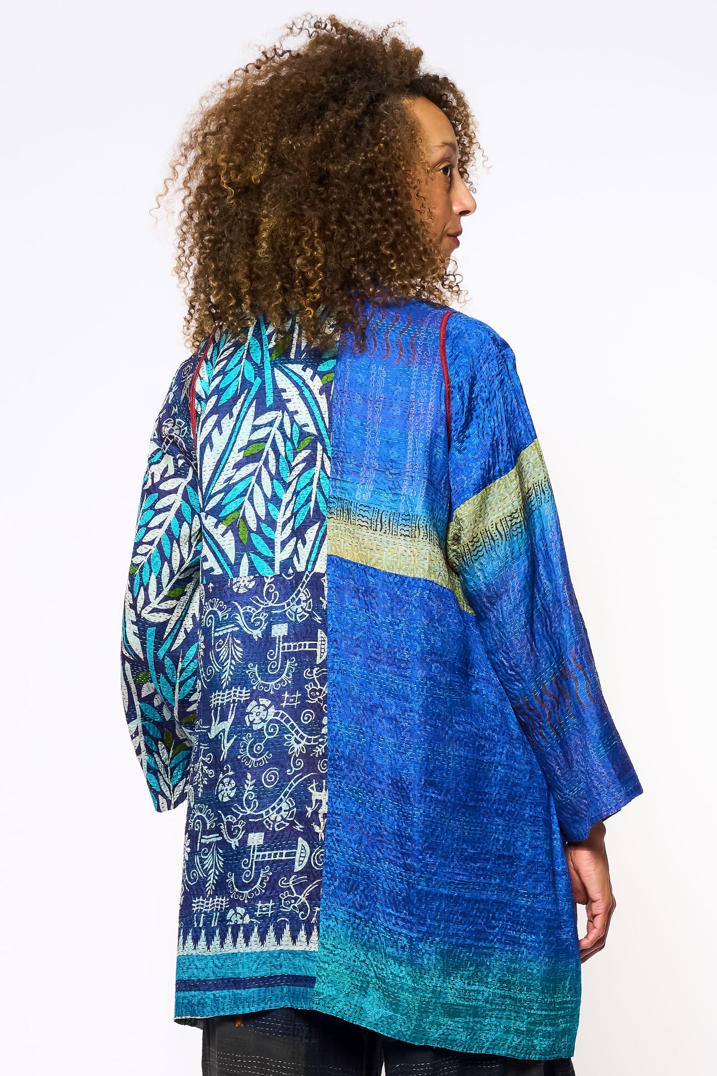 VINTAGE SILK KANTHA A-LINE JKT - sv2003-0411a -