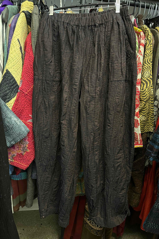 DENIM RANDOM TUCK BARREL PANTS - rm1641-brn -